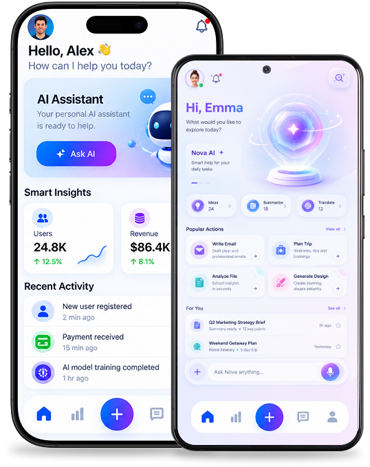 AI assistant app screens built for the Canadian market