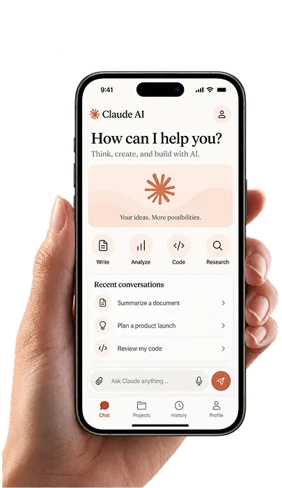 Claude AI assistant conversation open on a mobile phone
