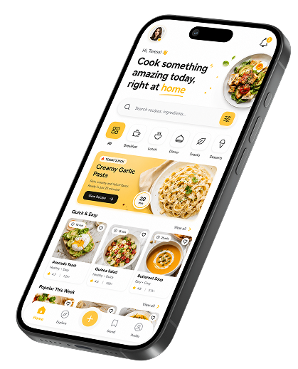 Ready made recipe app screen