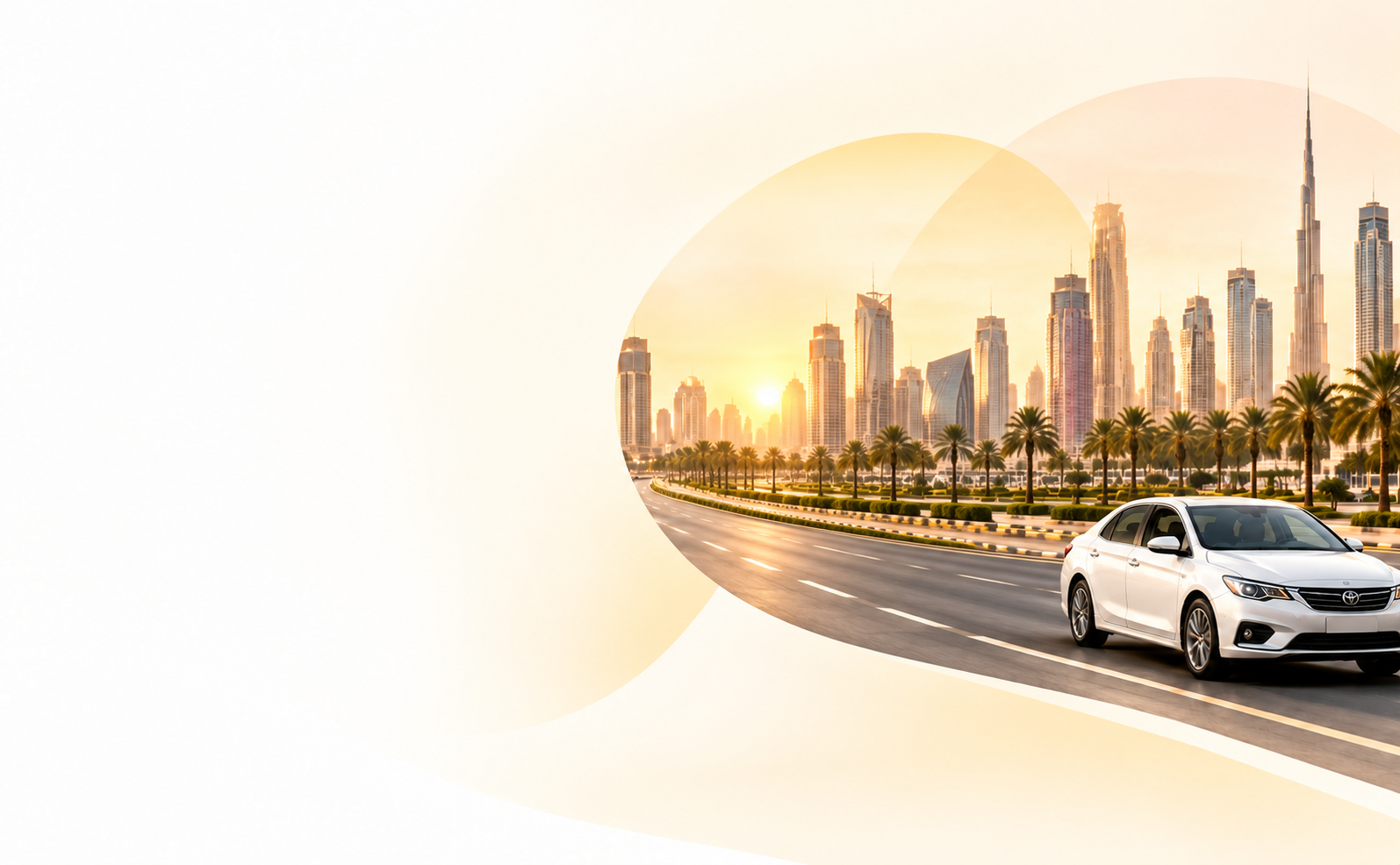 Vehicle on a city road at sunrise
