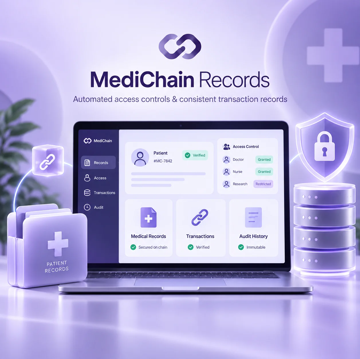 MediChain Records permissioned access dashboard