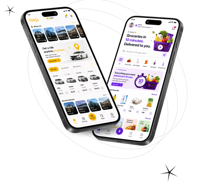 Two branded white label apps running on phones